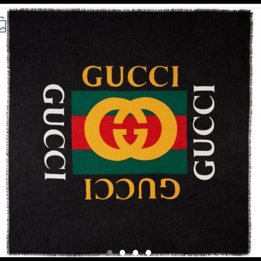 🔥sold🔥Gucci Black Gg Web Logo Modal Scarf/Shawl Scarf/Wrap